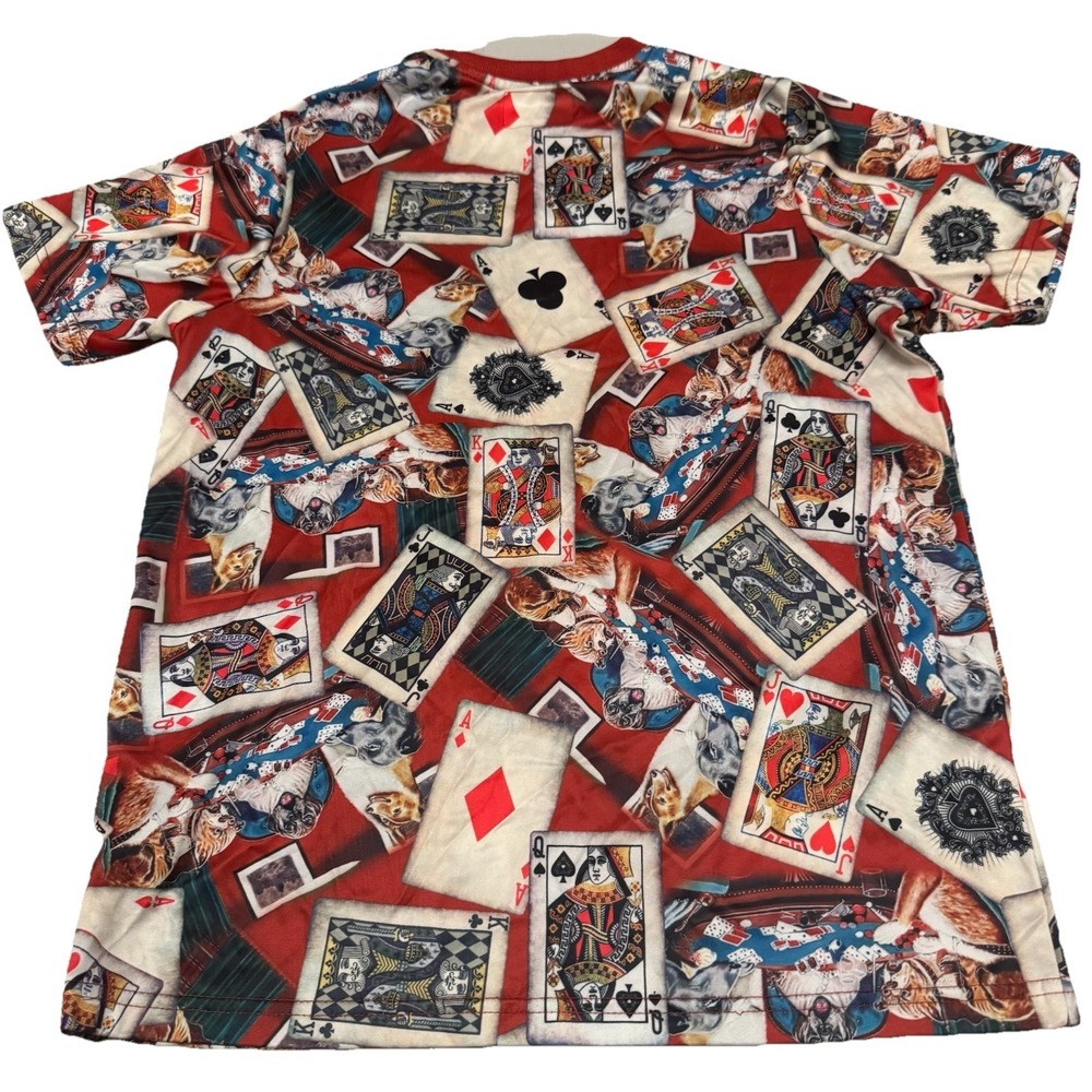 Fresh Prints of Bel-Air Mens Dogs Playing Poker All Over Print T-Shirt Small Red - Picture 2 of 8